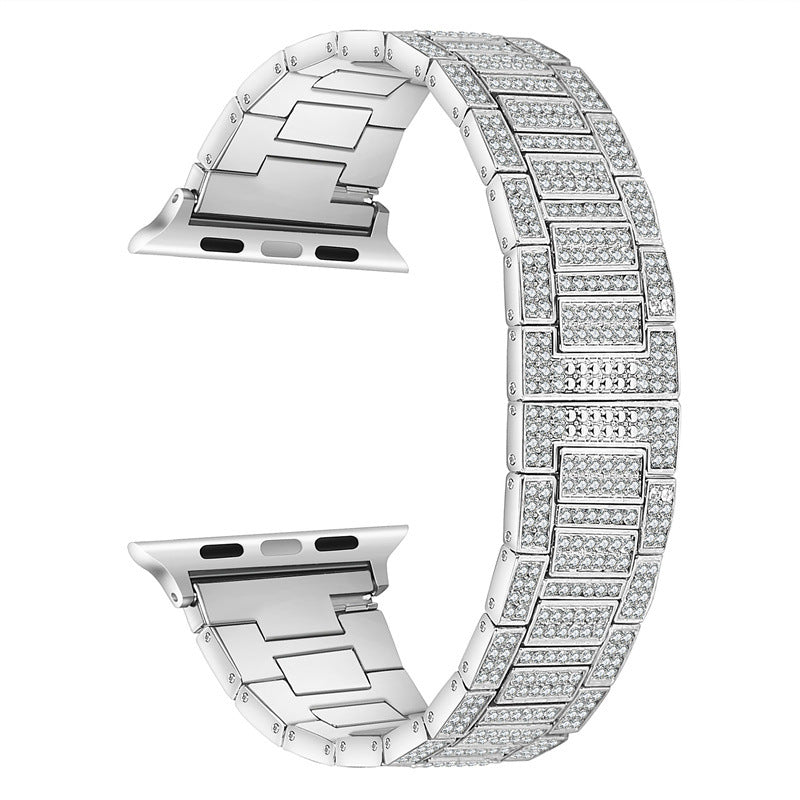 Alloy Full Diamond Butterfly Buckle Watch Strap