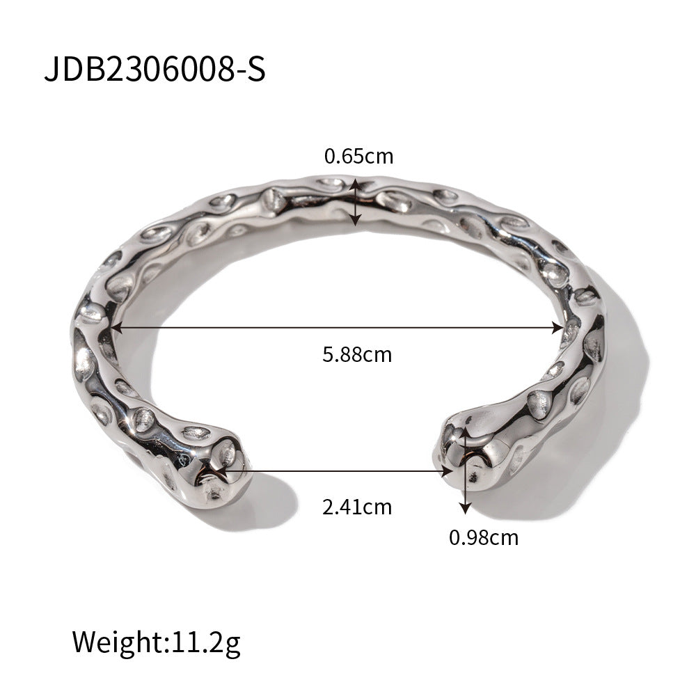 Retro Simple Titanium Steel Ornament 18K Gold Stainless Steel Hammer Bracelet